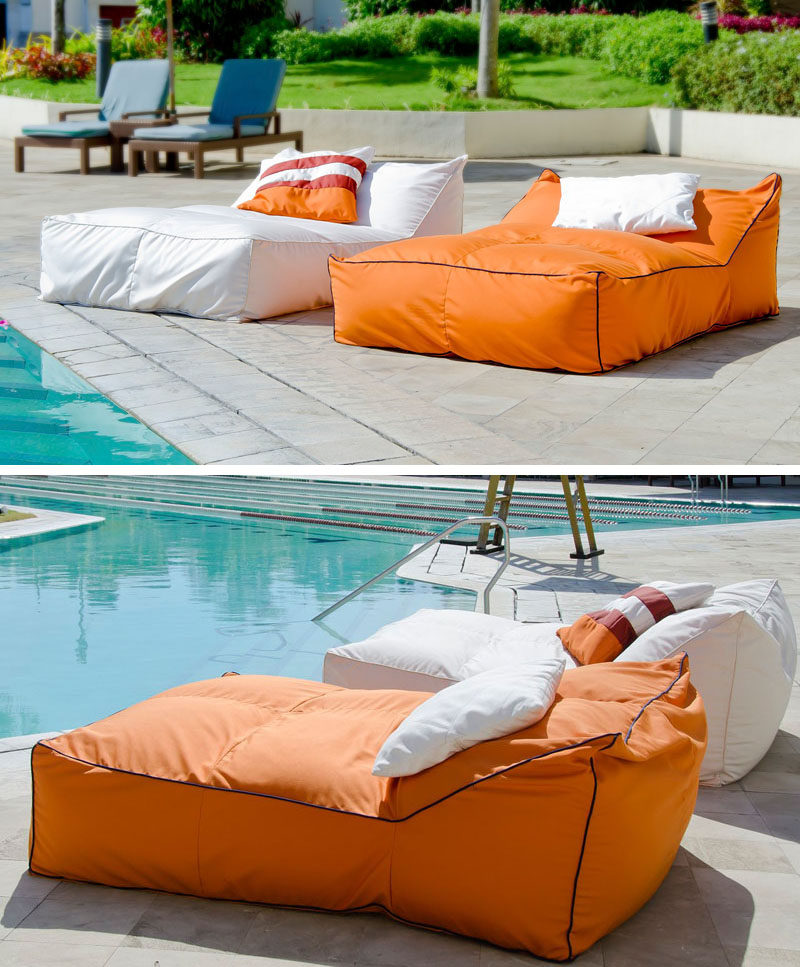 Get extra comfy on these squishy yet supportive outdoor bean bag beds that are perfect for lounging pool side.