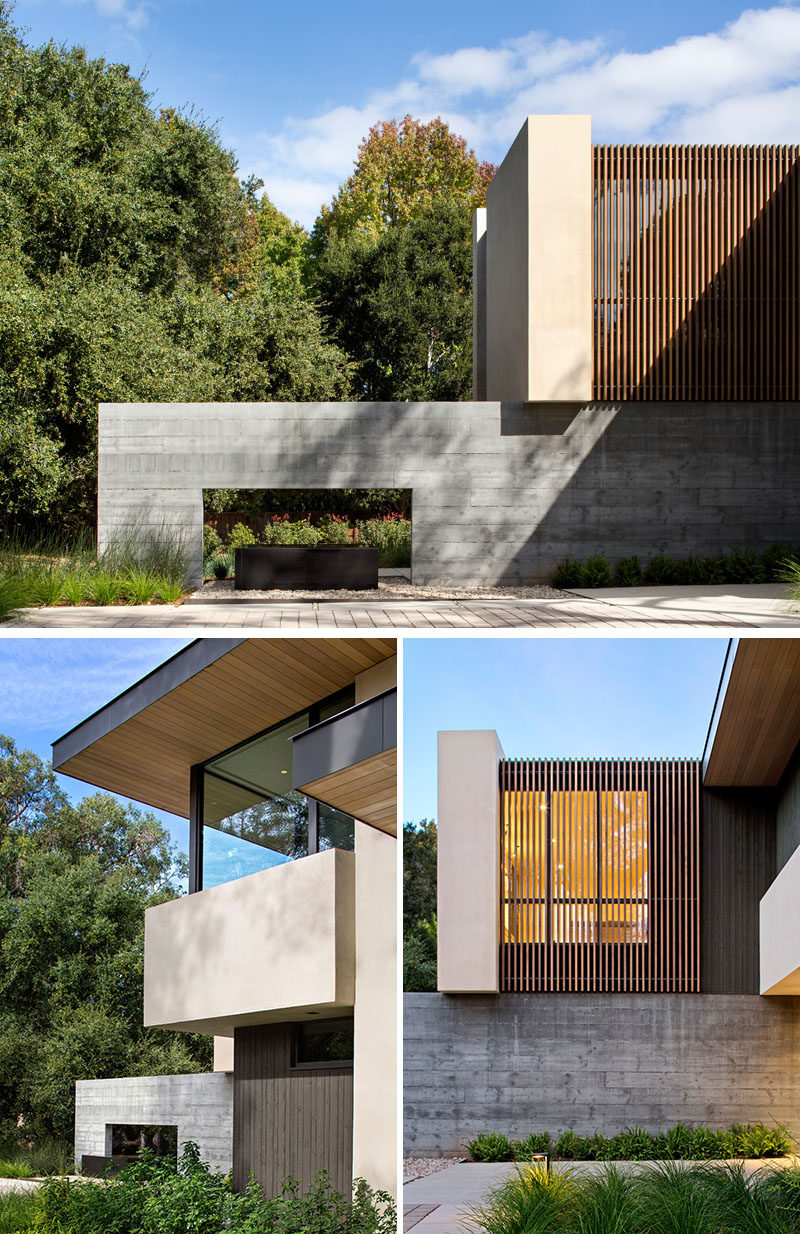 This modern house in California features concrete, wood, and steel throughout the design of the home.