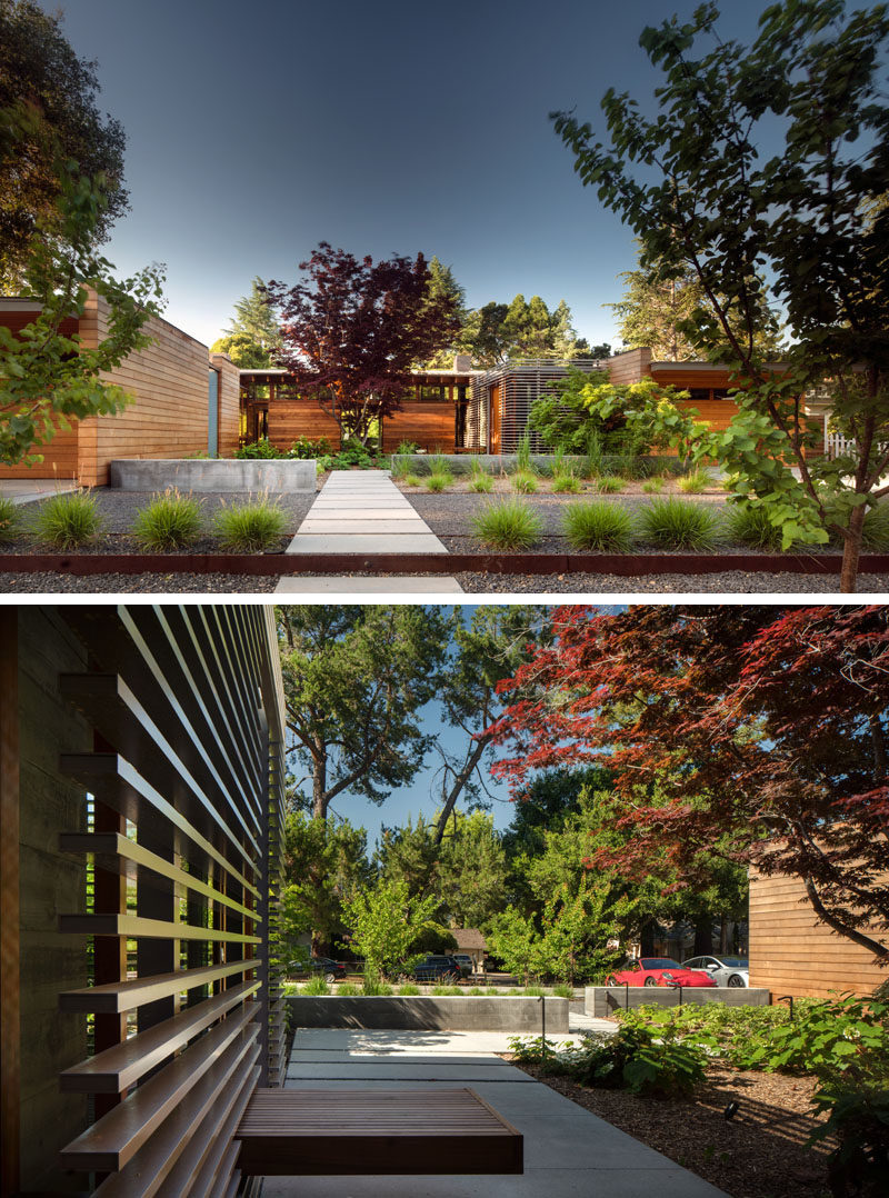Architecture firm Bohlin Cywinski Jackson have designed this modern family house (with guest house) in Los Altos, California, that's a re-interpretation of a Northern Californian ranch style home.