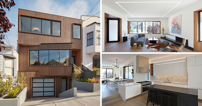 IwamotoScott Architecture have designed this new modern house on a steep street in the Noe Valley neighborhood of San Francisco.