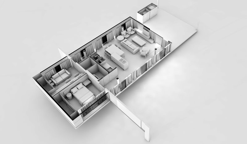 1:1 arquitetura:design have designed Casa Clara, a small home in Brazil for a couple and their child, that measures in at 957 square feet.