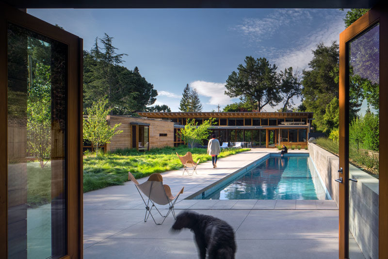 Architecture firm Bohlin Cywinski Jackson have designed this modern family house (with guest house) in Los Altos, California, that's a re-interpretation of a Northern Californian ranch style home.