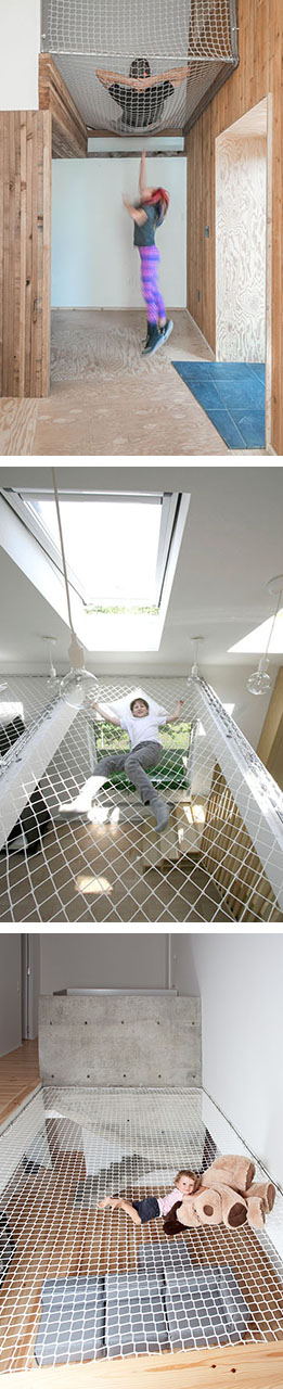 Here are 10 examples of suspended nets in both homes and offices that make living and working more comfortable and much more interesting.