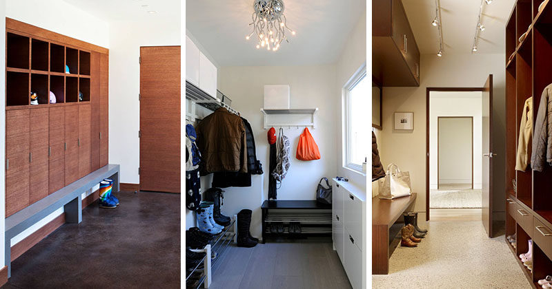 These 8 modern mudrooms can inspire you to create your own DIY mudroom makeover with ideas for lockers, storage, benches and cubbies, perfect for keeping your family organized.