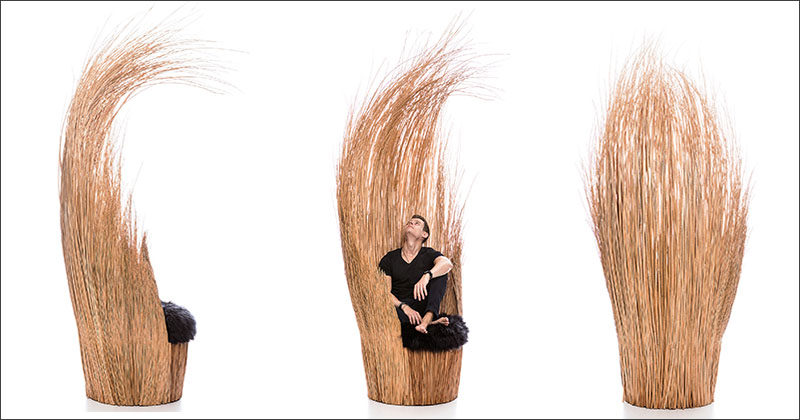 Designer Tiago Curioni, has created Savannah, a sculptural armchair made entirely from wicker branches and an upholstered cushion.