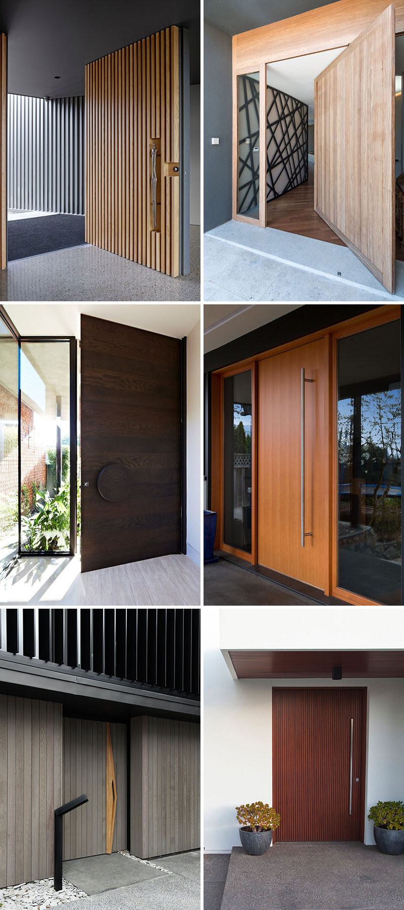 Here are 13 inspirational examples of modern wood doors that add major curb appeal and warmth to these modern houses.