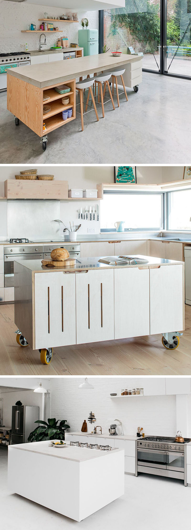 8 Examples Of Kitchens With Movable Islands That Make It Easy To