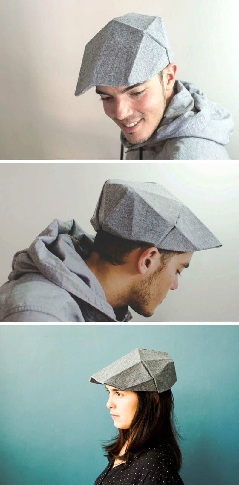 This cap puts a spin on the traditional golf cap or newsboy hat and gives it a more geometric look inspired by origami. #Fashion #Style #Origami #OrigamiFashion #Design