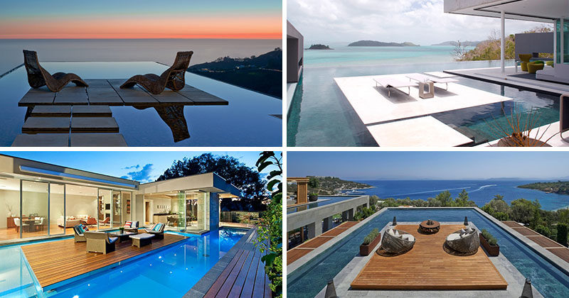 Island platforms in modern swimming pools takes party hosting to the next level. Here are 6 pools in both homes and hotels that have island platforms.