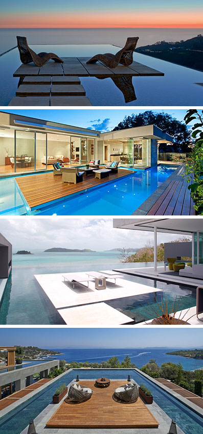 Island platforms in modern swimming pools takes party hosting to the next level. Here are 6 pools in both homes and hotels that have island platforms.