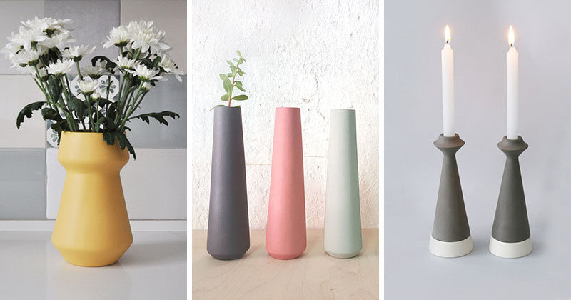 This collection of minimalist ceramic vases and candle holders come in a variety of soft pastel colors and shapes that would suit any spring decor theme.