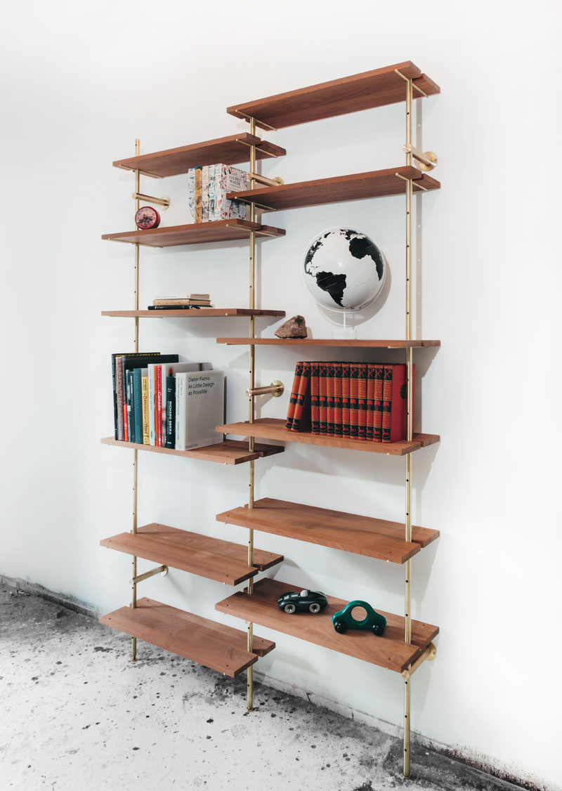 Wood and online brass bookshelf