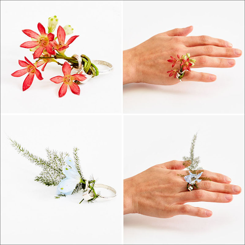 Ikebana is the Japanese art of thoughtfully arranging flowers with a focus on fostering closeness with nature. It was also the inspiration for the Ikebana Ring designed by Gahee Kang.