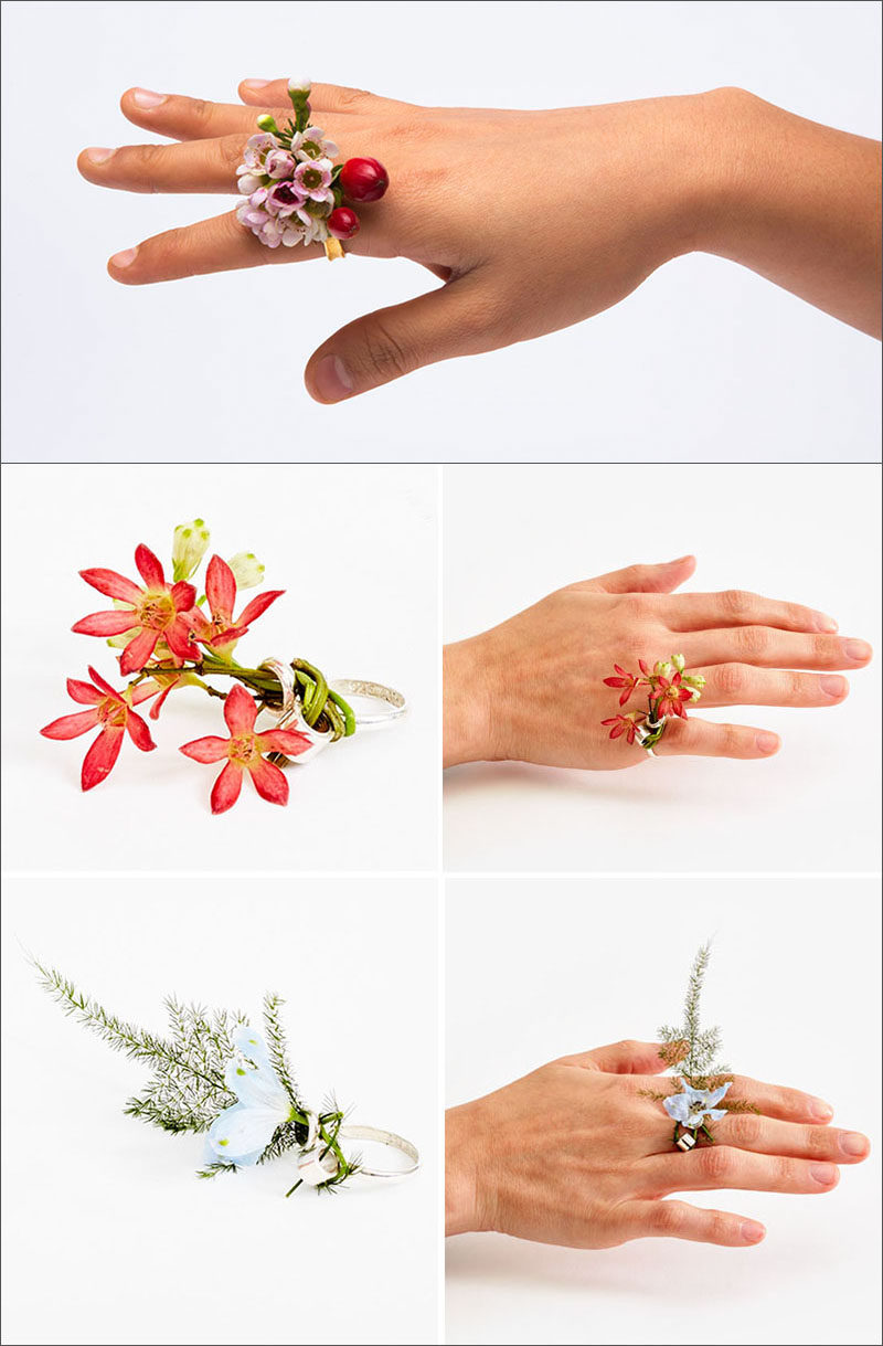 Ikebana is the Japanese art of thoughtfully arranging flowers with a focus on fostering closeness with nature. It was also the inspiration for the Ikebana Ring designed by Gahee Kang.