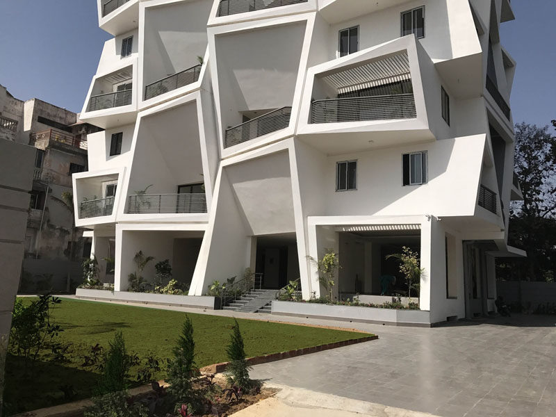 Sanjay Puri Architects have designed Ishatvam 9, a 15 storey residential building in Ranchi, India, that features uniquely shaped private outdoor spaces for each apartment.