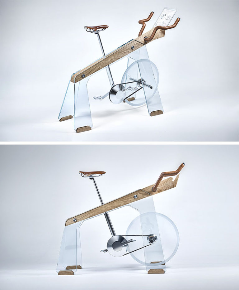Freeride Is An Exercise Bike Made From Glass, Wood, And Steel