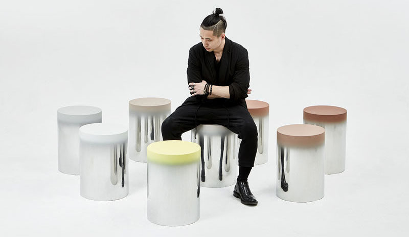 South Korean designer Jiyoun Kim has created the Dokkaebi Stools, a collection of 24 mirrored stainless steel stools with each a painted seat, that will grace the Hangang Art Park in Seoul.