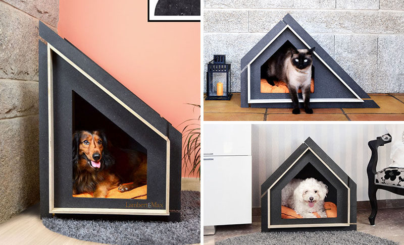 Inspired by the lack of modern pet houses on the market, pet furniture company Lambert&Max created a line of pet houses for cats and dogs that feature clean and simple designs, that are made from birch plywood and wood fibers. 