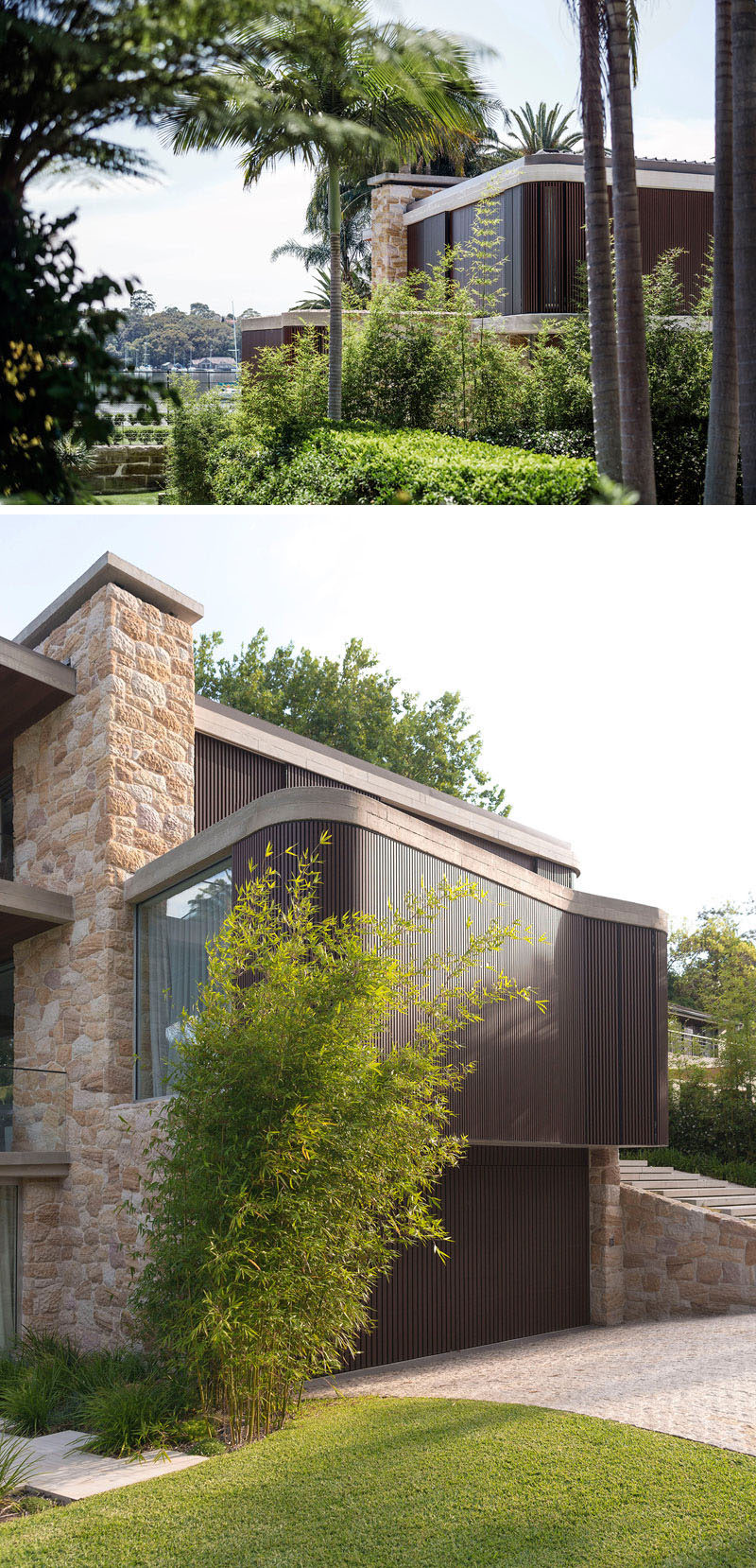 Luigi Rosselli Architects have designed a contemporary house in Sydney, Australia, that features a sandstone and wood exterior.