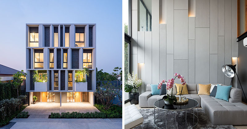 Architecture firm Baan puripuri have recently completed this pair of three storey townhouses in a vibrant neighborhood of Bangkok Thailand.