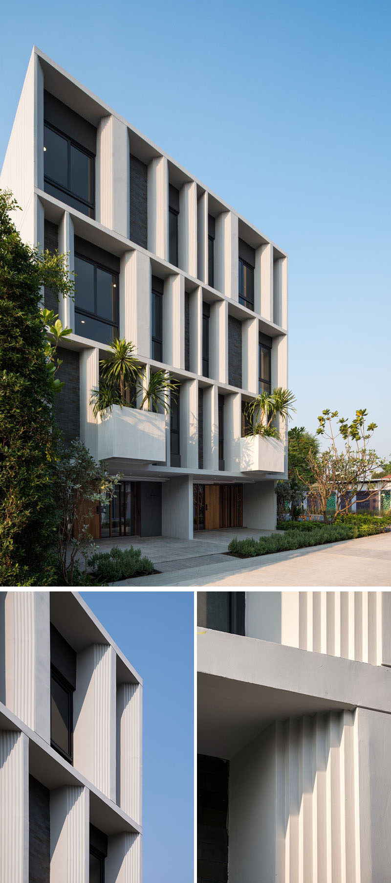 Architecture firm Baan puripuri have recently completed this pair of three storey townhouses in a vibrant neighborhood of Bangkok Thailand.