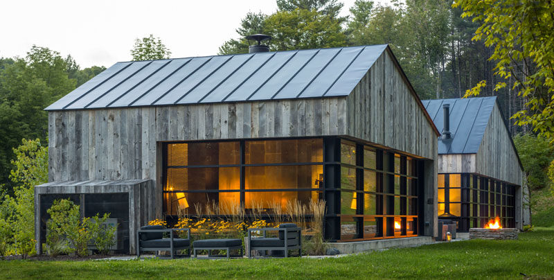 Birdseye Design have completed Woodshed, a house located in the foothills of the Green Mountains in Pomfret, Vermont, that was inspired by the designs of woodsheds found in the surrounding areas.