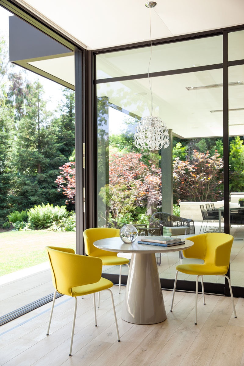 This small table with yellow chairs is the perfect spot for taking a break.