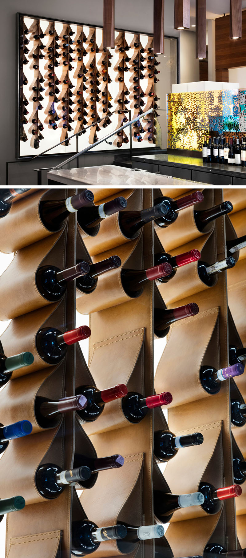A Leather Wine Wall Doubles As Art In This Restaurant