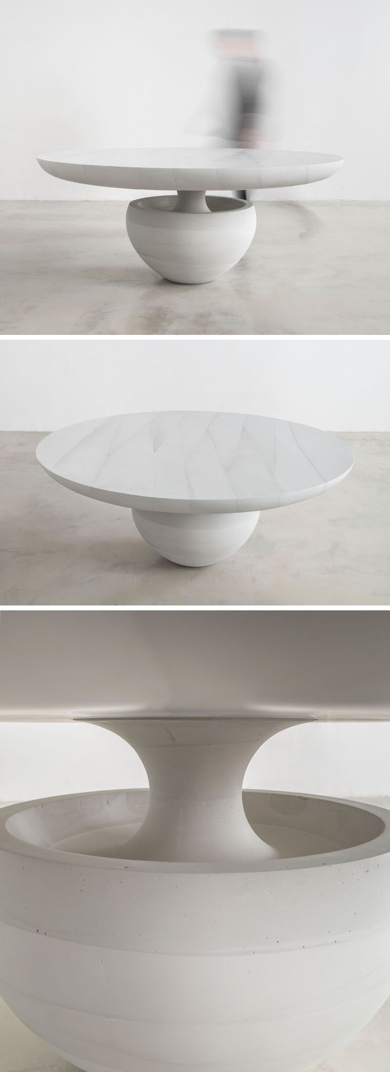 Designer Fernando Mastrangelo has created a carved concrete furniture collection named Ghost, that consists of dining table, coffee table and console.