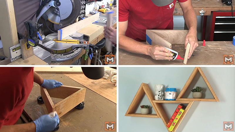 This DIY tutorial shows you, in detail, how to create a simple triangle wood shelf using a super strong adhesive. The instructions are thorough, and the finished product is modern, functional, and perfect for any empty wall.