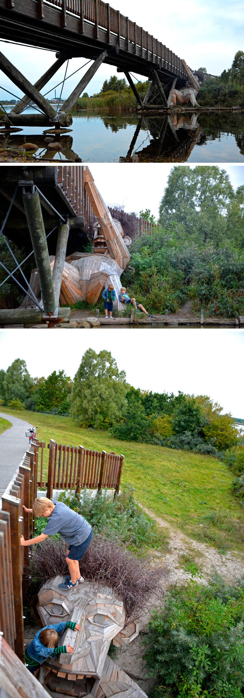 Hidden in the forest on the outskirts of Copenhagen, Denmark, are six large recycled wood giants by artist Thomas Dambo, that can be found via a treasure map.