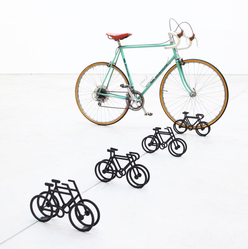 Designer Yuma Kano has created a fun and quirky bike stand that's in the shape of a bicycle.