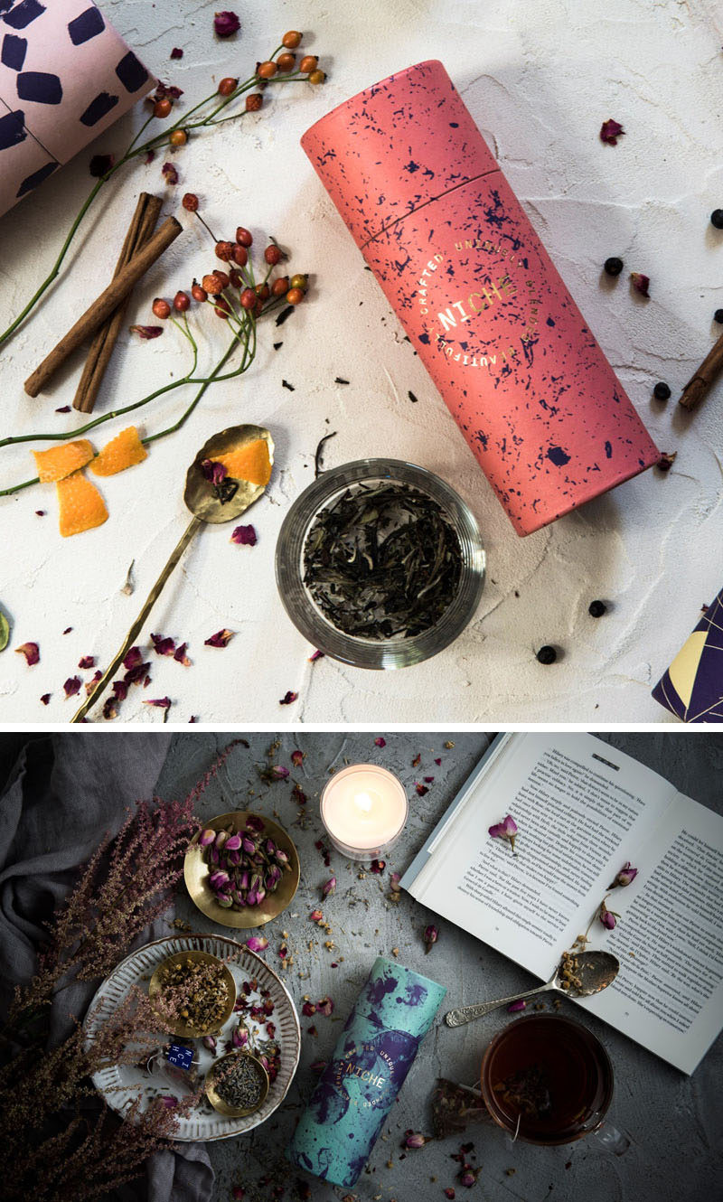 iwantdesign has created the branding, packaging and marketing for Niche Tea, that features modern and vibrant patterns of a limited color palette that reflect the blend of teas.