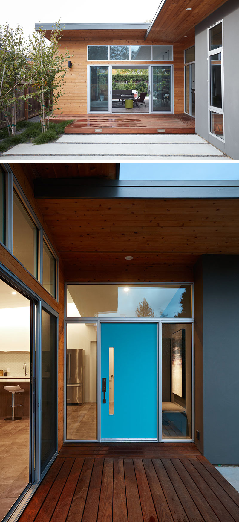 Midcentury remodel blue front door 090517 952 03 contemporist