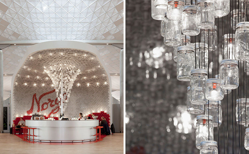 Over 4,000 Glass Jars Have Been Used To Line The Walls And Ceiling Of This Airport Bar In Oslo