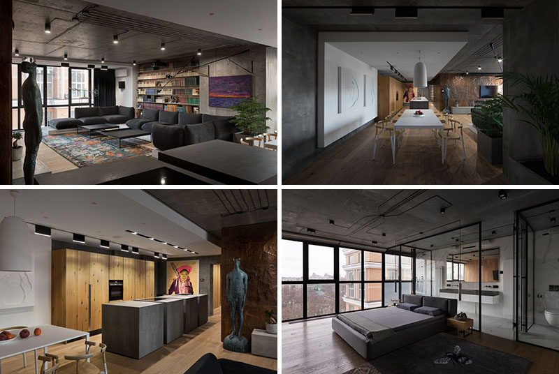 Sergey Makhno and his team have designed this modern apartment in Kyiv, Ukraine, for a couple who likes reading and contemporary arts.