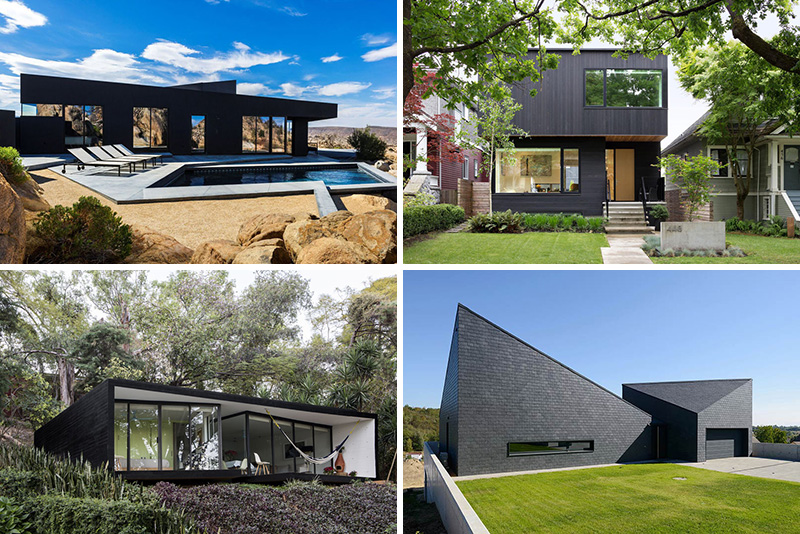 This collection of modern houses all have bold black exteriors. #ModernBlackHouse #BlackHouse