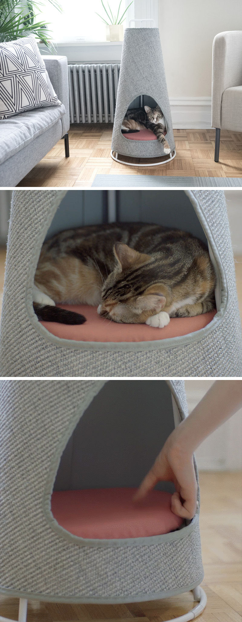 This Cone Shaped Object Is Both A Scratching Post And A Cat Bed