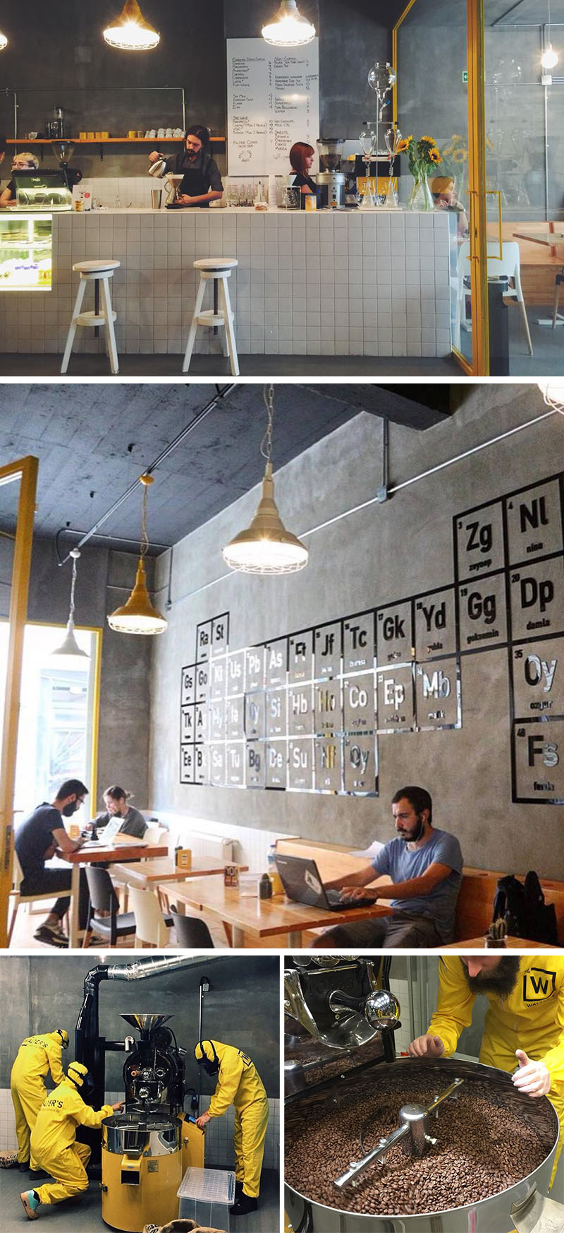  Walter's Coffee Roastery is a modern cafe in Kadikoy, Istanbul inspired by the popular TV show, Breaking Bad.