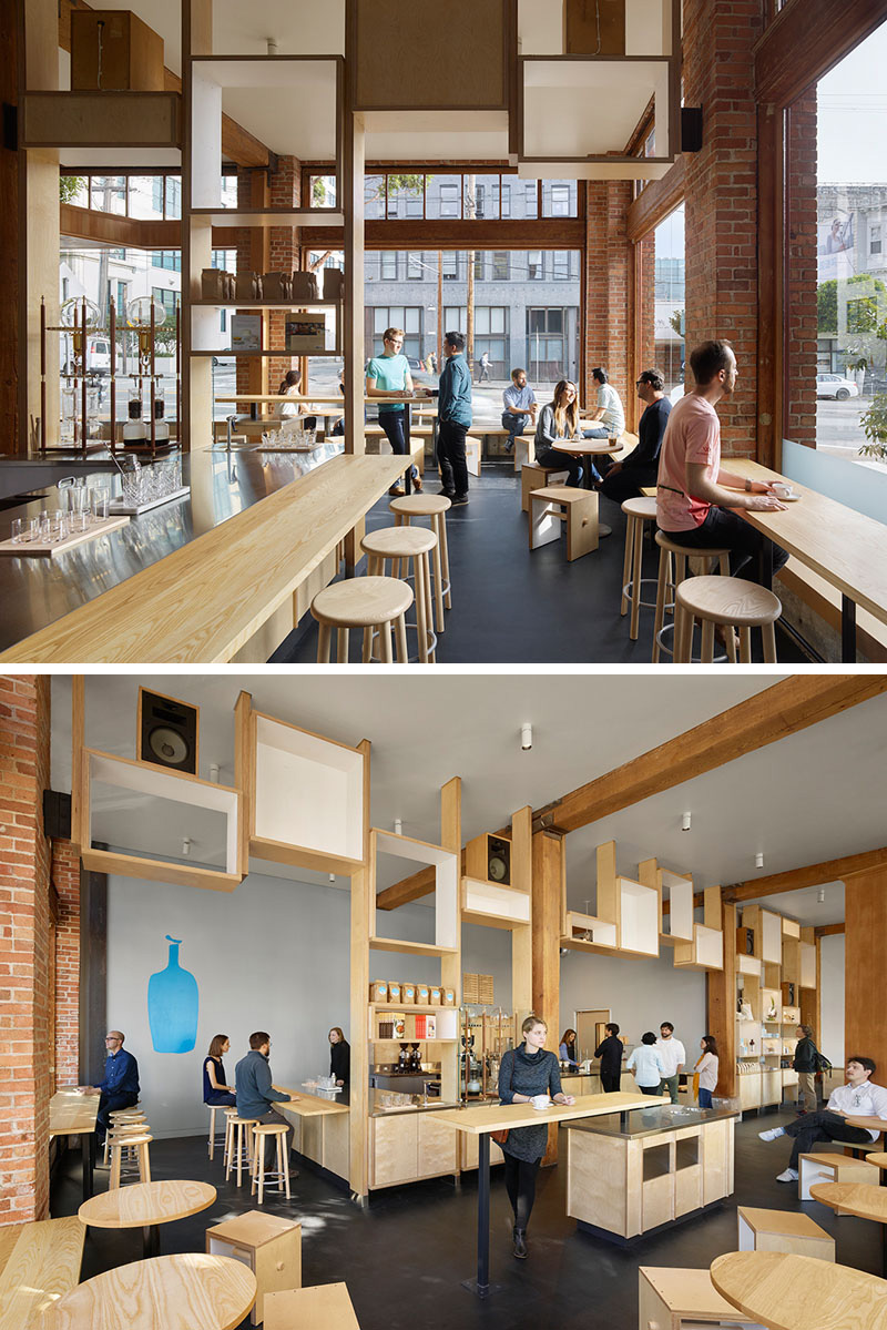 The design of this modern cafe is a fusion of past and present with the industrious building, and minimally decorated interior, making it the perfect place to grab a cup of coffee.