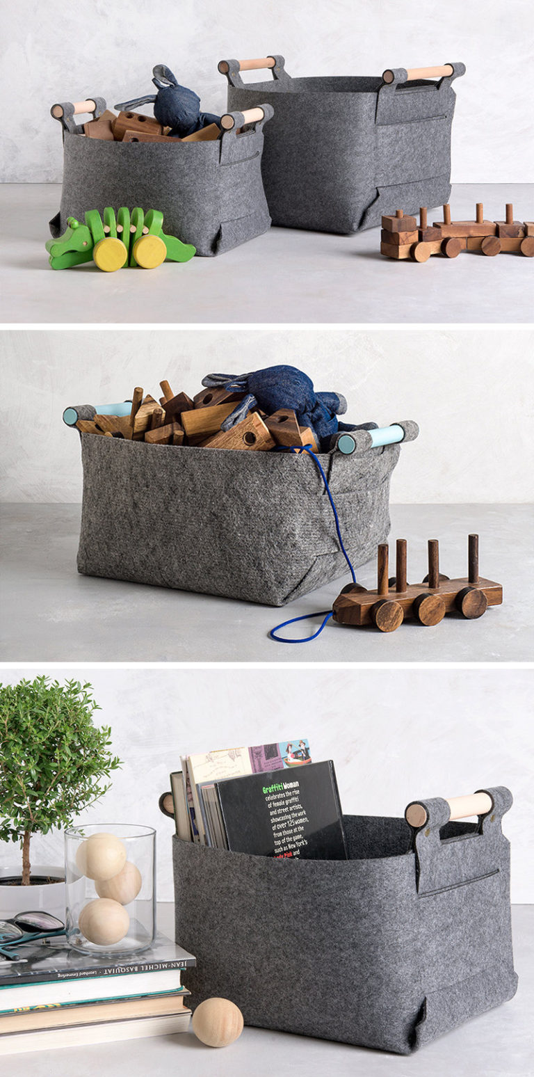These Minimalist Grey Felt Baskets Add Style To Storage