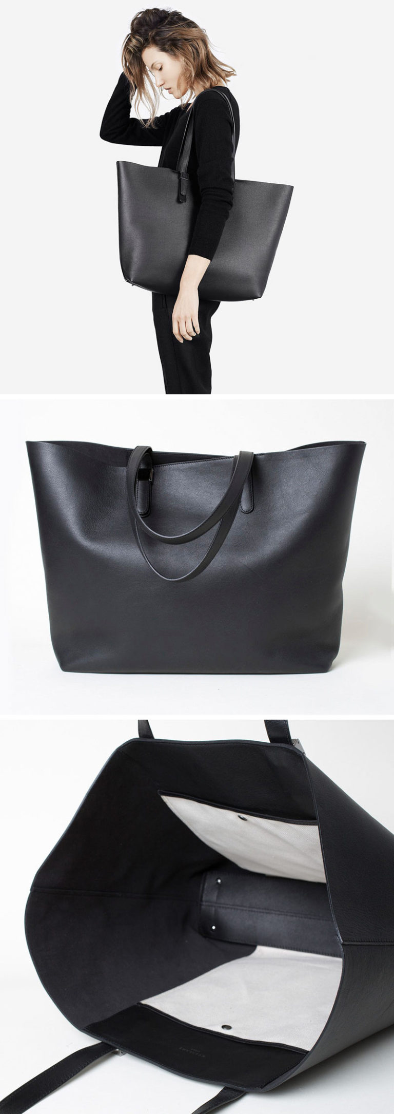 Timeless And Classic, These Black Leather Totes Are Perfect For Everyday