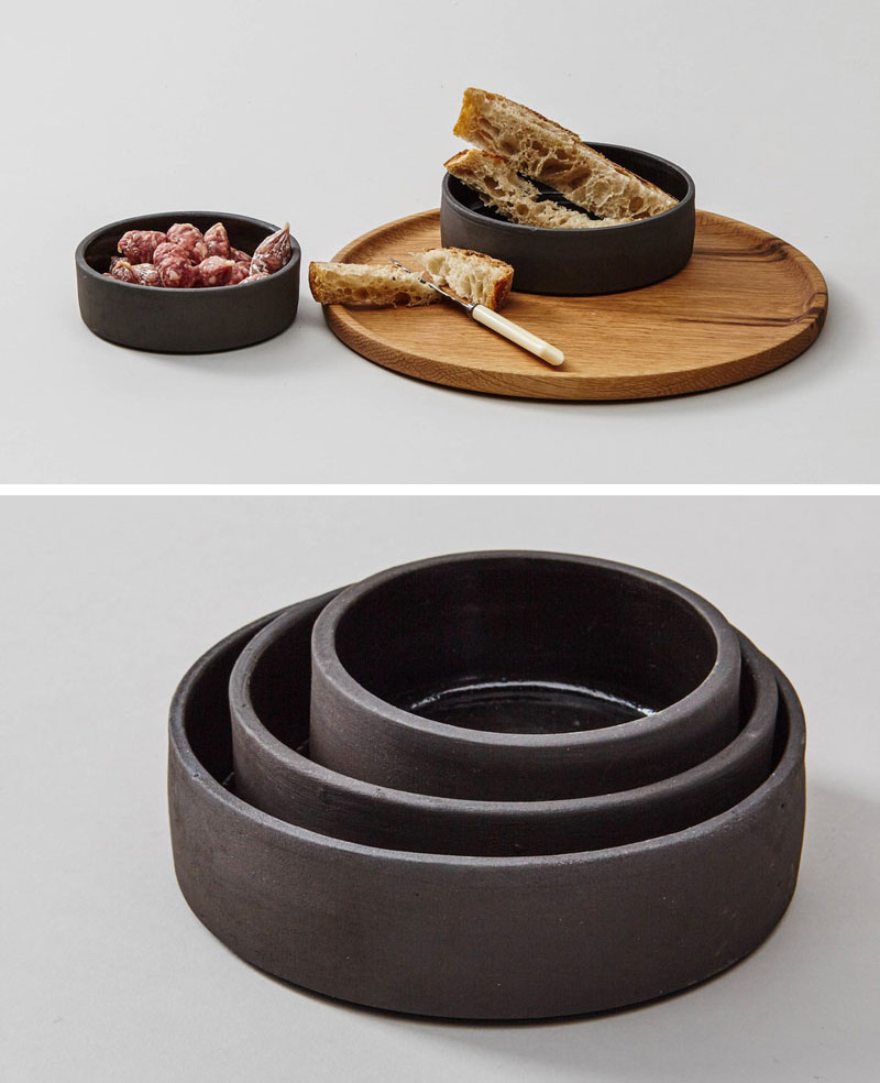 These modern black ceramic stacking bowls are a great way to bring in a bit of black into your kitchen