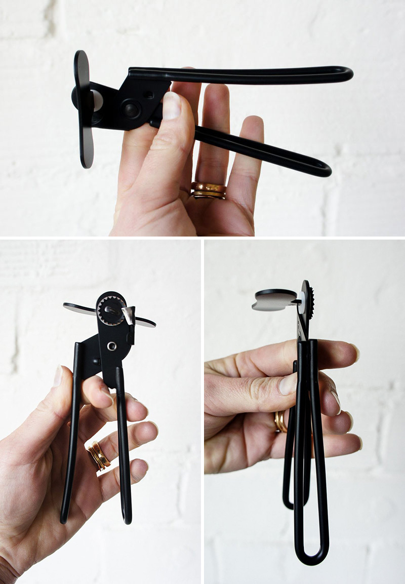 This modern matte black can opener makes opening cans a sophisticated and stylish task.