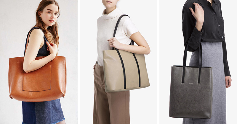 These vegan leather totes are modern and functional making them perfect for women's fashion. 