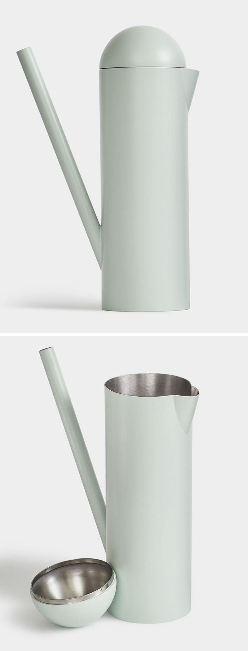 This modern mint colored watering can can also be used as a drink pitcher simply by removing the lid and using the long spout as a handle. #Gardening #WateringCans #ModernWateringCan #Plants