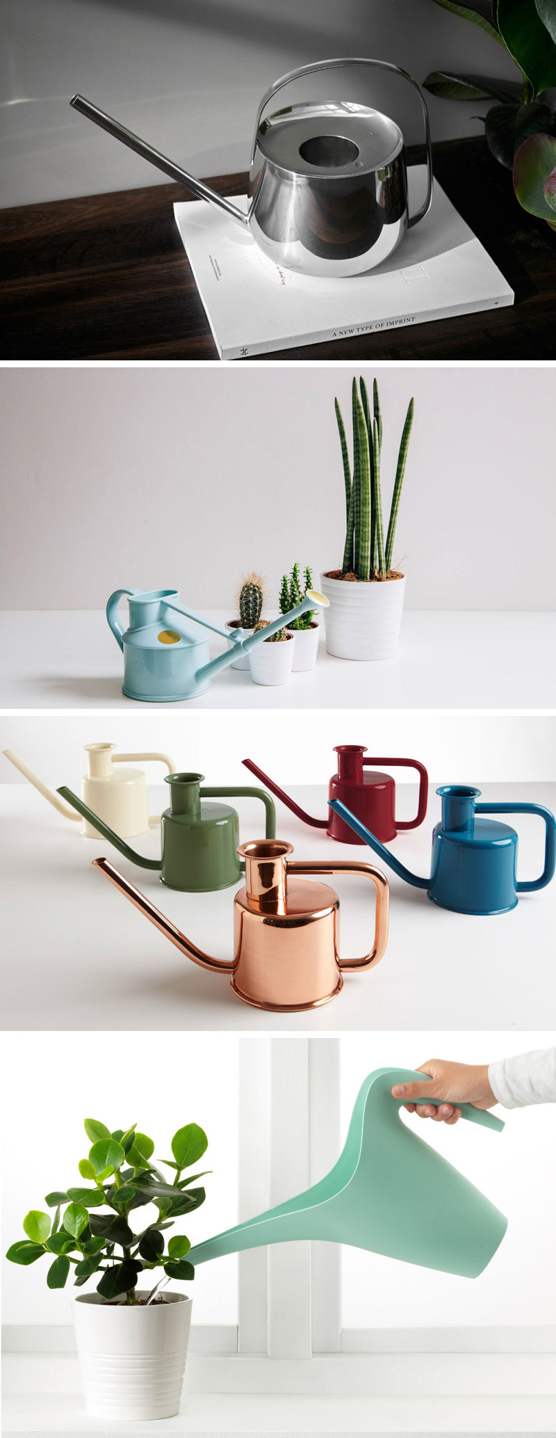 These modern watering cans are perfect for watering the plants in your garden or in the house.