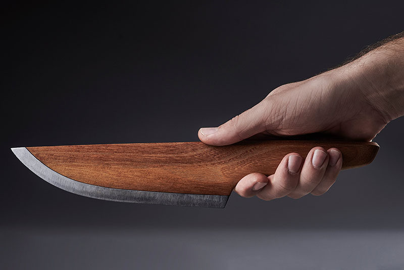 German design firm LIGNUM have created //SKID - a sustainable chef knife made from 97% wood and 3% high alloyed carbon steel.