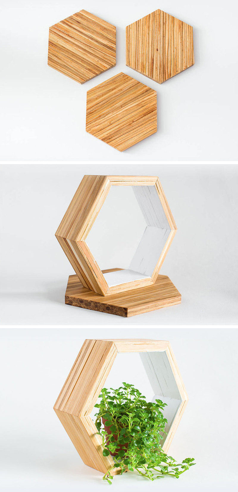 ChopValue have created Recycled Chopstick Honeycomb Shelves. These handmade, modern, hexagonal wood wall shelves and tiles offer a unique accent to any wall. 