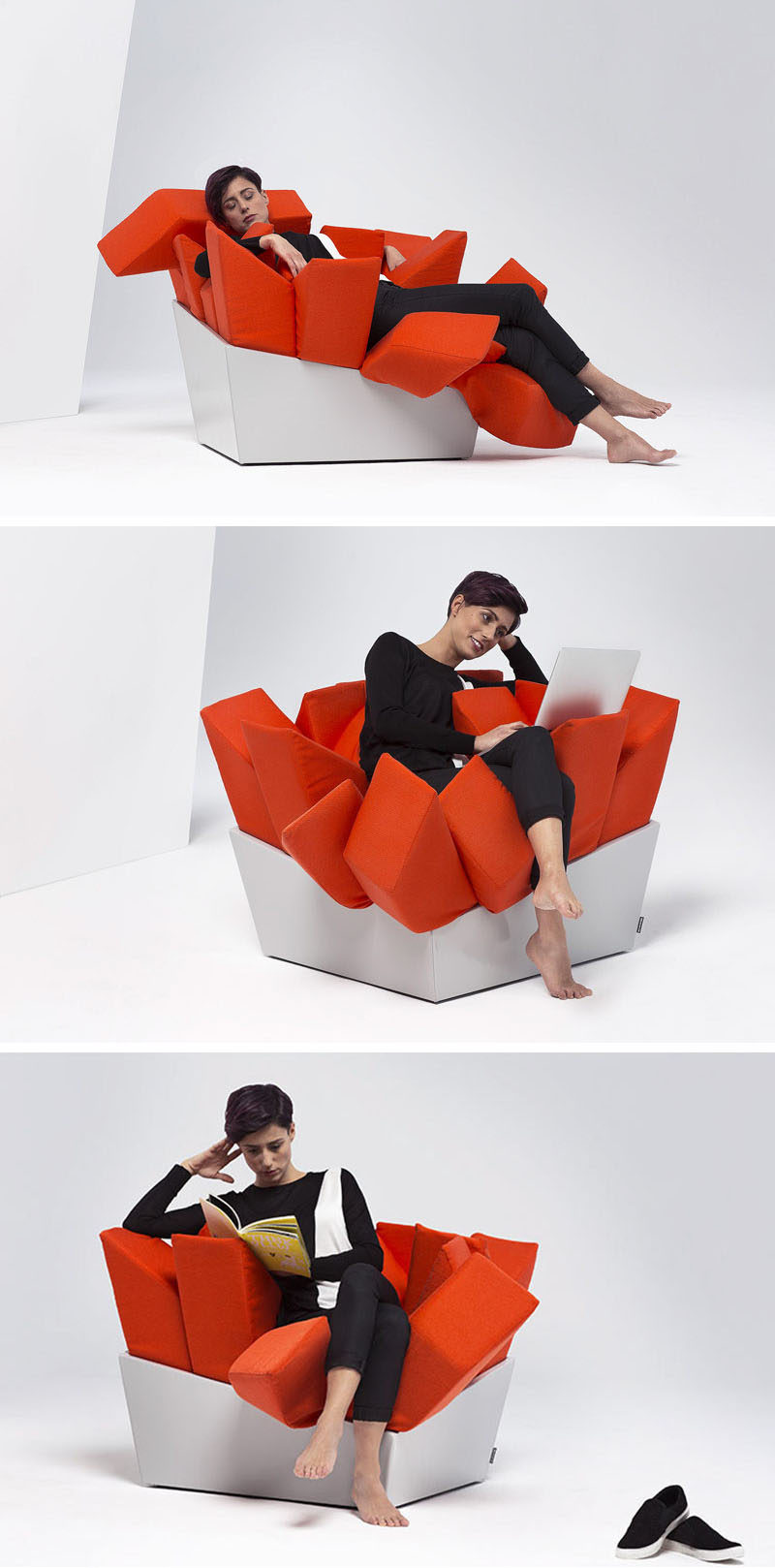 Italian creative firm BestBefore2065, have designed MANET, a fun and sculptural chair, that allows people to sit however they like and still be comfortable.